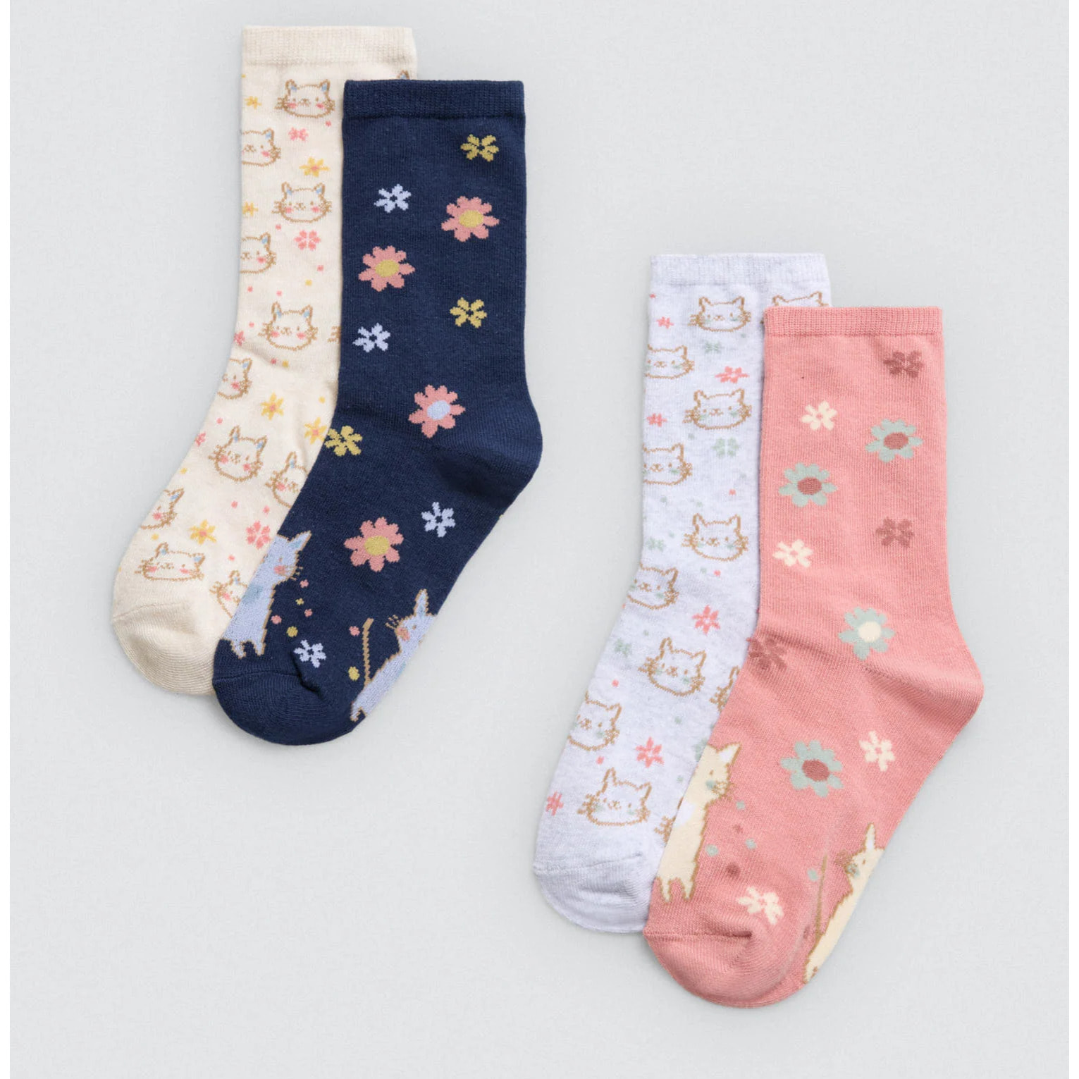 Confezione da 4 calzini per bambini stampati Sweet Flowers