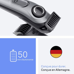Tondeuse barbe BRAUN BT3560, molette réglable, 40 hauteurs de coupe, précision 0,5 mm, autonomie 50 mn