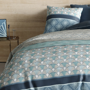Parure housse de couette coton bleu