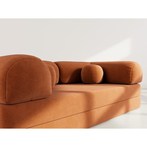 Nebula - Canapé 3 places convertible en velours texturé - Terracotta
