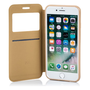 DAM CUSTODIA A LIBRO CON CHIUSURA MAGNETICA A FINESTRA Iphone 7/ Iphone 8 7x1x14 Cm. Colore: oro