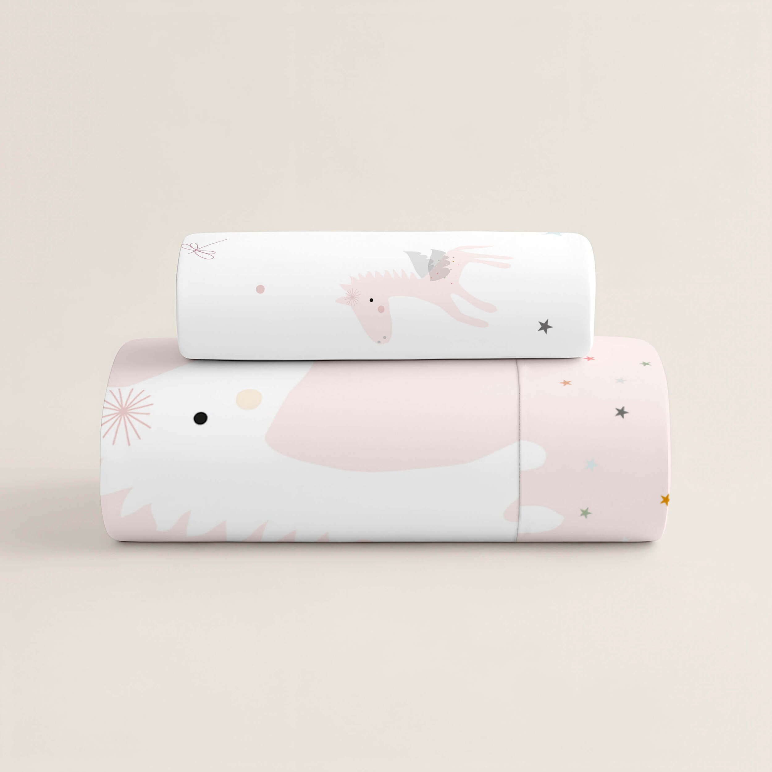 Funda Nórdica Estampada - Reversible - Infantil - Cierre Solapa - 100% Algodón - Incluye 1 Funda de Almohada - Cuna/Maxicuna - Pegaso Mágico