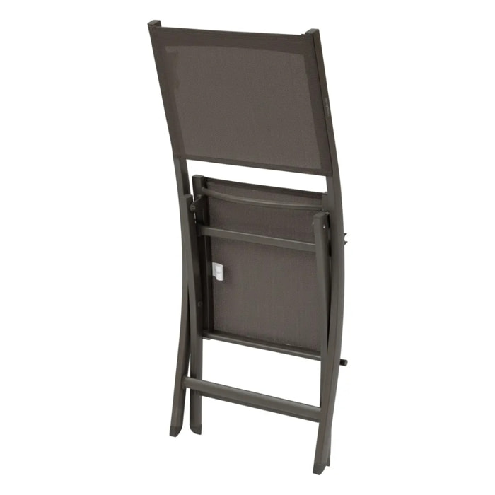 Lot de 4 chaises de jardin pliantes "Essentia" wengé & praliné aluminium et texaline