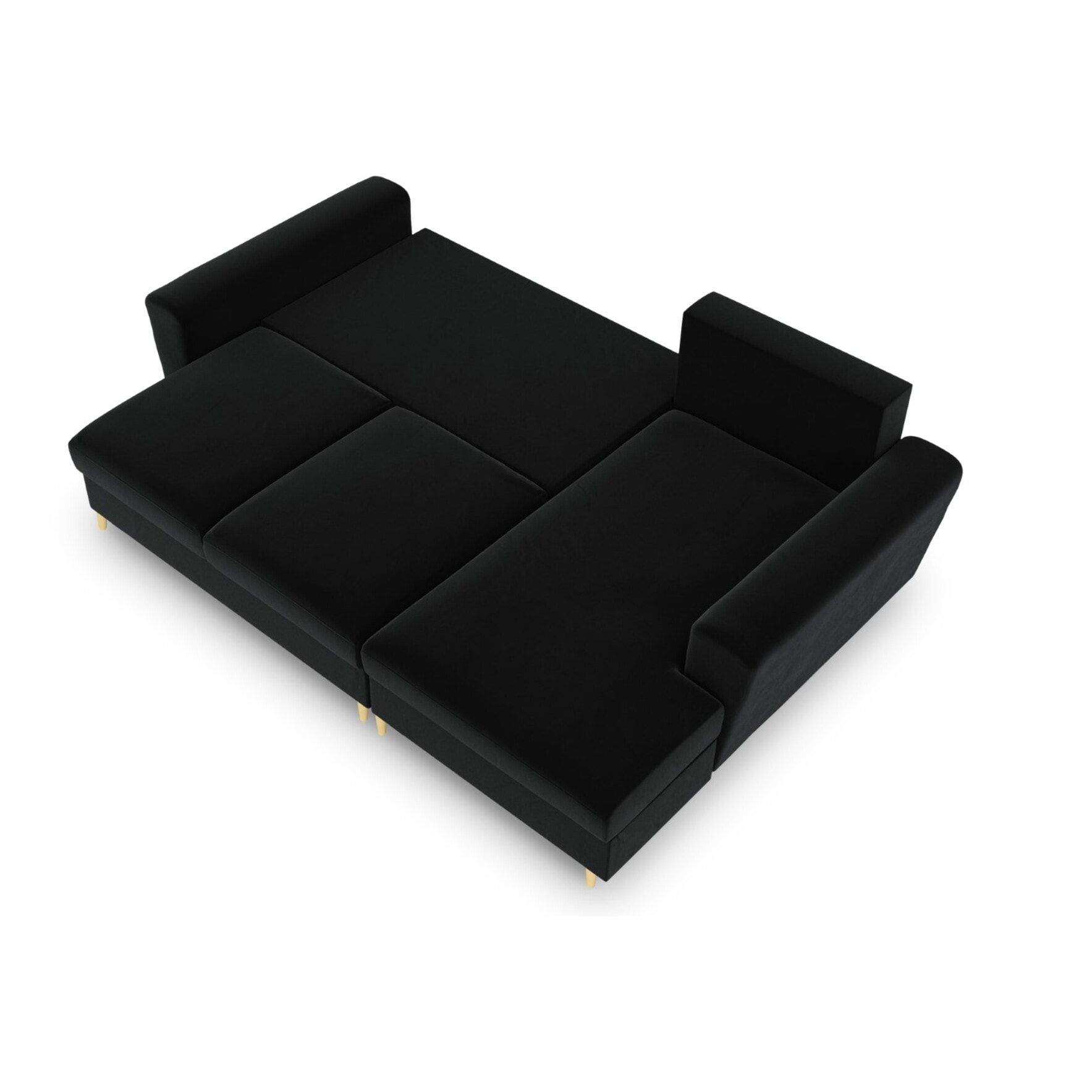Canapé d'angle droit convertible avec coffre de rangement "Kyoto" 4 places en velours noir