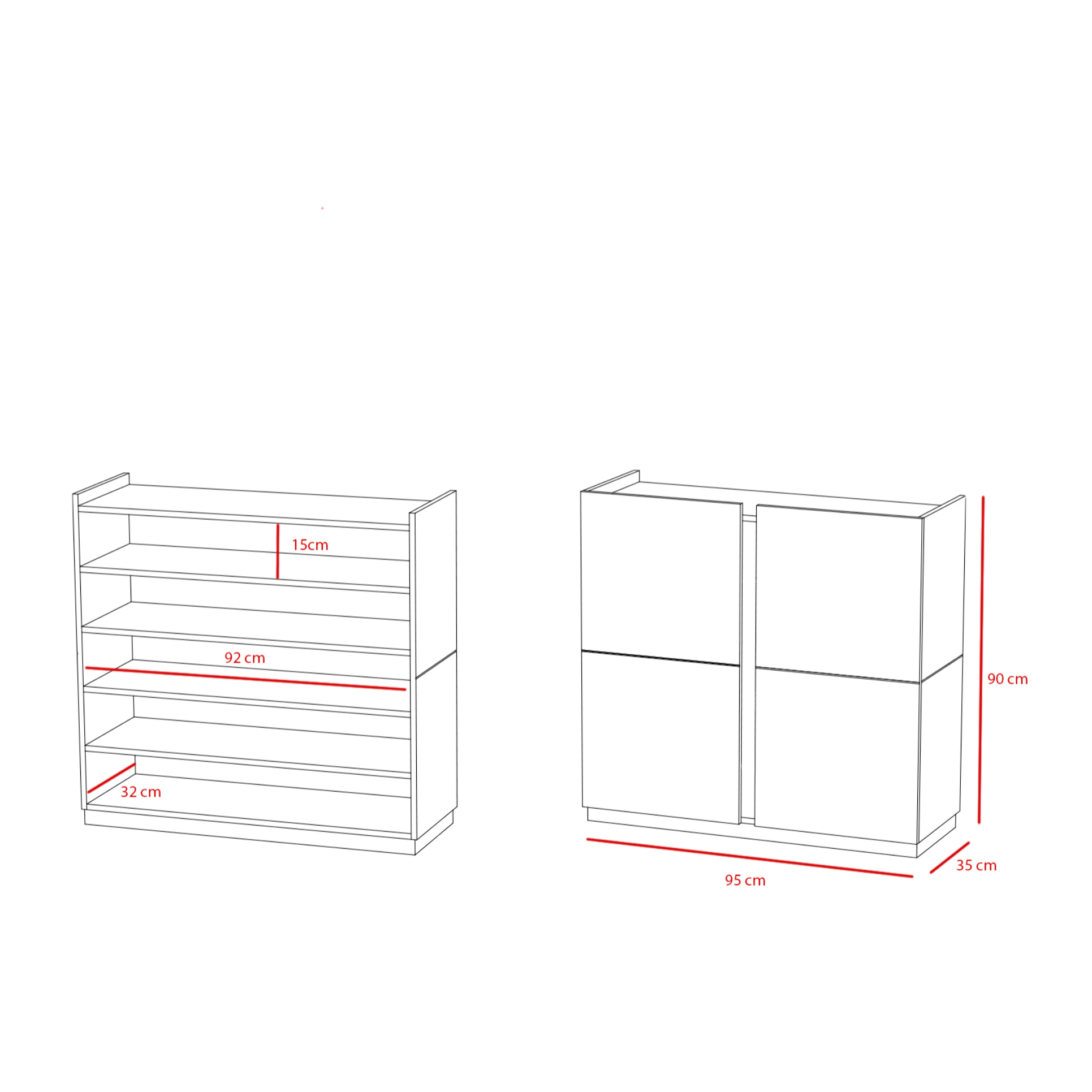 Zapatero Odda melamina nogal detalle grafito 90x95x35 cm