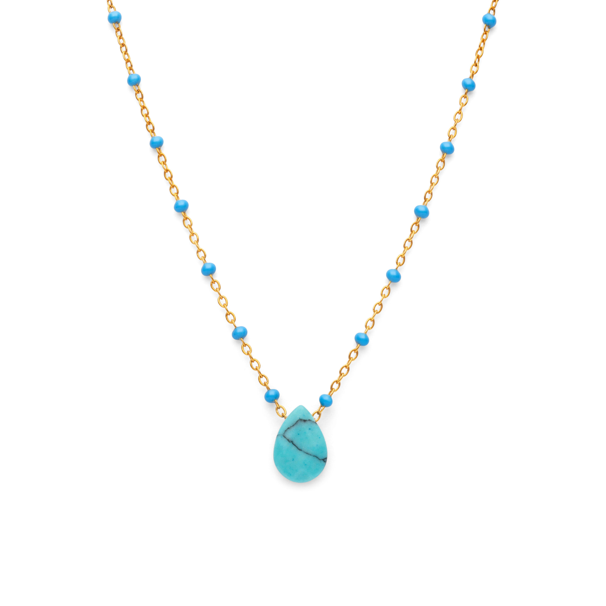 Collar Hydra Azul Acero Baño Oro