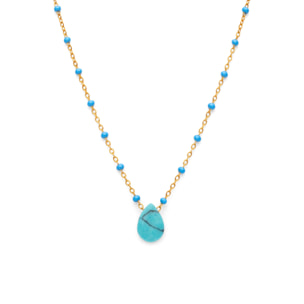 Collar Hydra Azul Acero Baño Oro