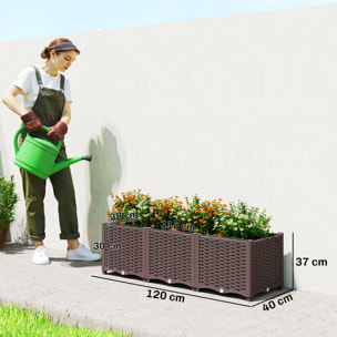 Jardinière surélevée auto-irrigantes trous de drainage PP marron