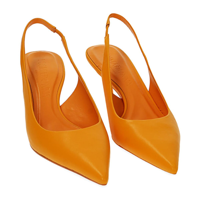 Décolleté slingback arancio, tacco 6 cm