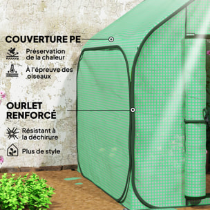 Mini serre de jardin pop up - porte zippée - dim. 150 x 148 x 148 cm - acier PE vert