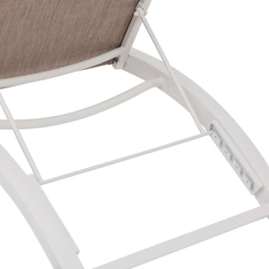 Transat "Jimani" cacao & avoine 2 roues en aluminium et texaline