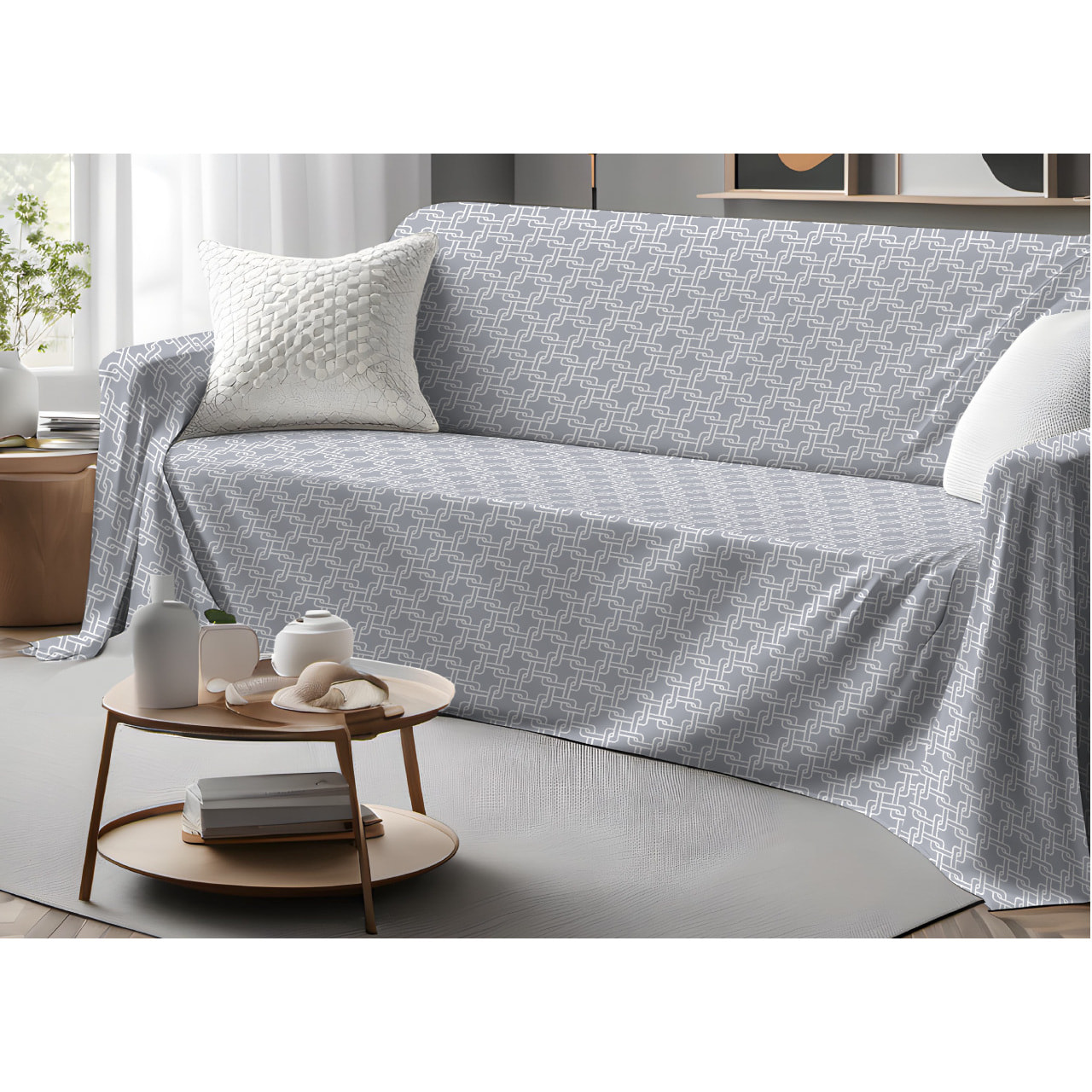 Telo Arredo Multiuso In 100% Cotone Disegno Catena