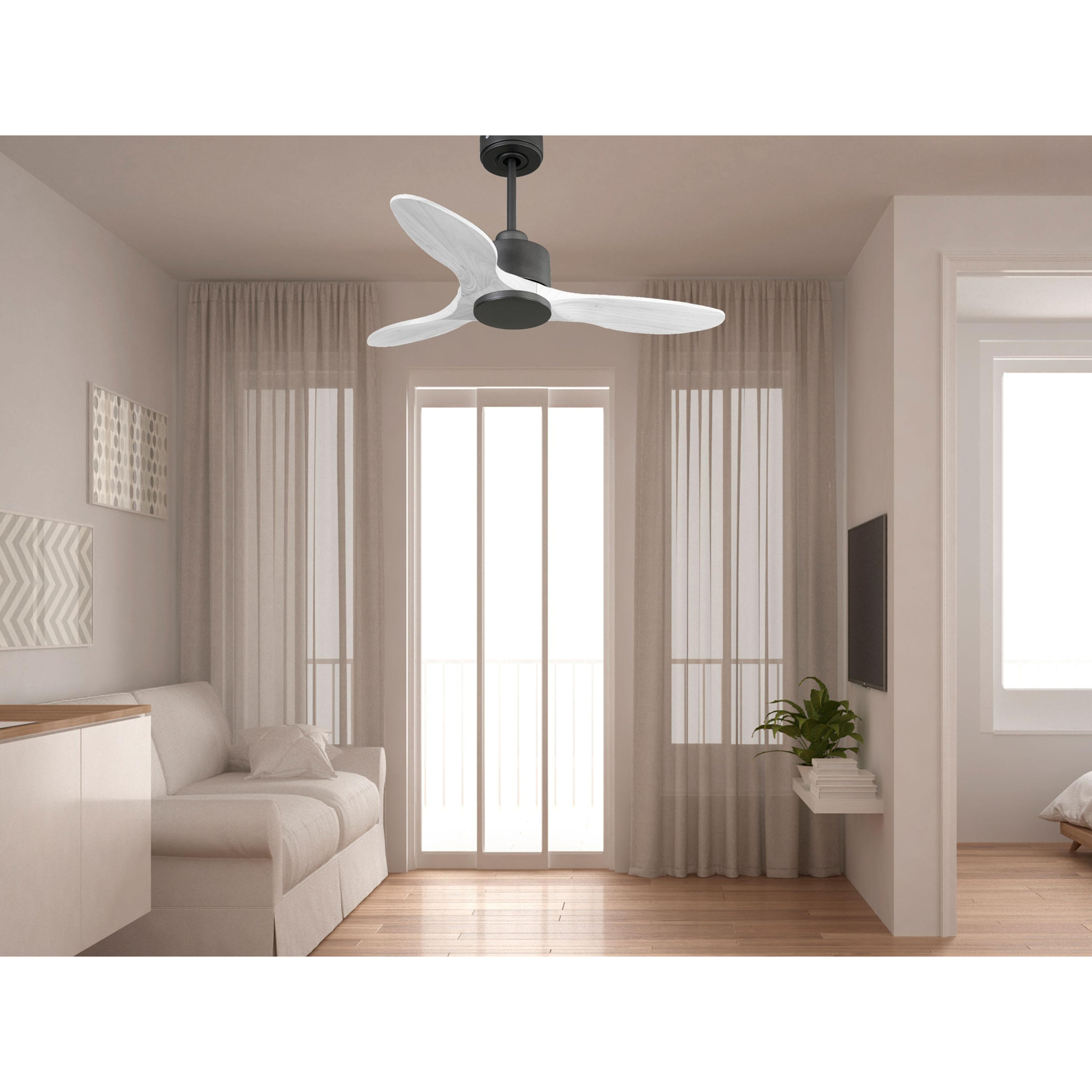 Ventilateur de plafond Réversible  Thermostat Wifi Moteur à courant continu Toits en pente Télécommande Hypersilence Mémoire Shopify Vendible (AUTOMATIQUE)
