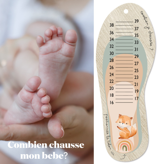 Toise Pédimetre Renard Toise mesurer les pieds de son enfant. Adorable ! Toise en bois .