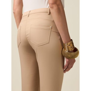 Oltre - Pantalones ajustados de mezcla de algodón - Beige