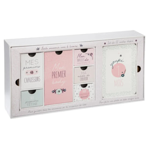 Coffret de naissance souvenirs 6 tiroirs PPR et 12 cartes