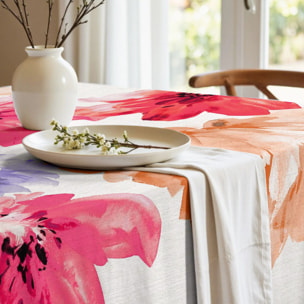Nappe anti-taches 100 % coton Big Flowers 7 Fucsia 160
