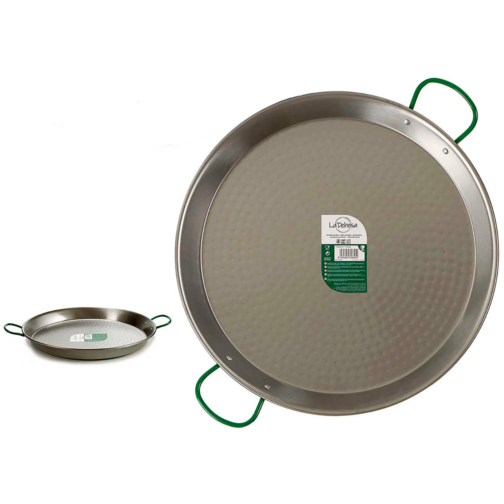 Paellera pulida de 55 cm con capacidad para 16 raciones.