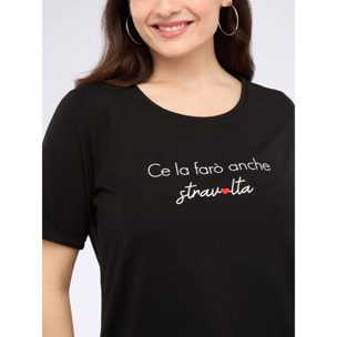 Fiorella Rubino - Camiseta de punto jersey con frase divertida - Negro
