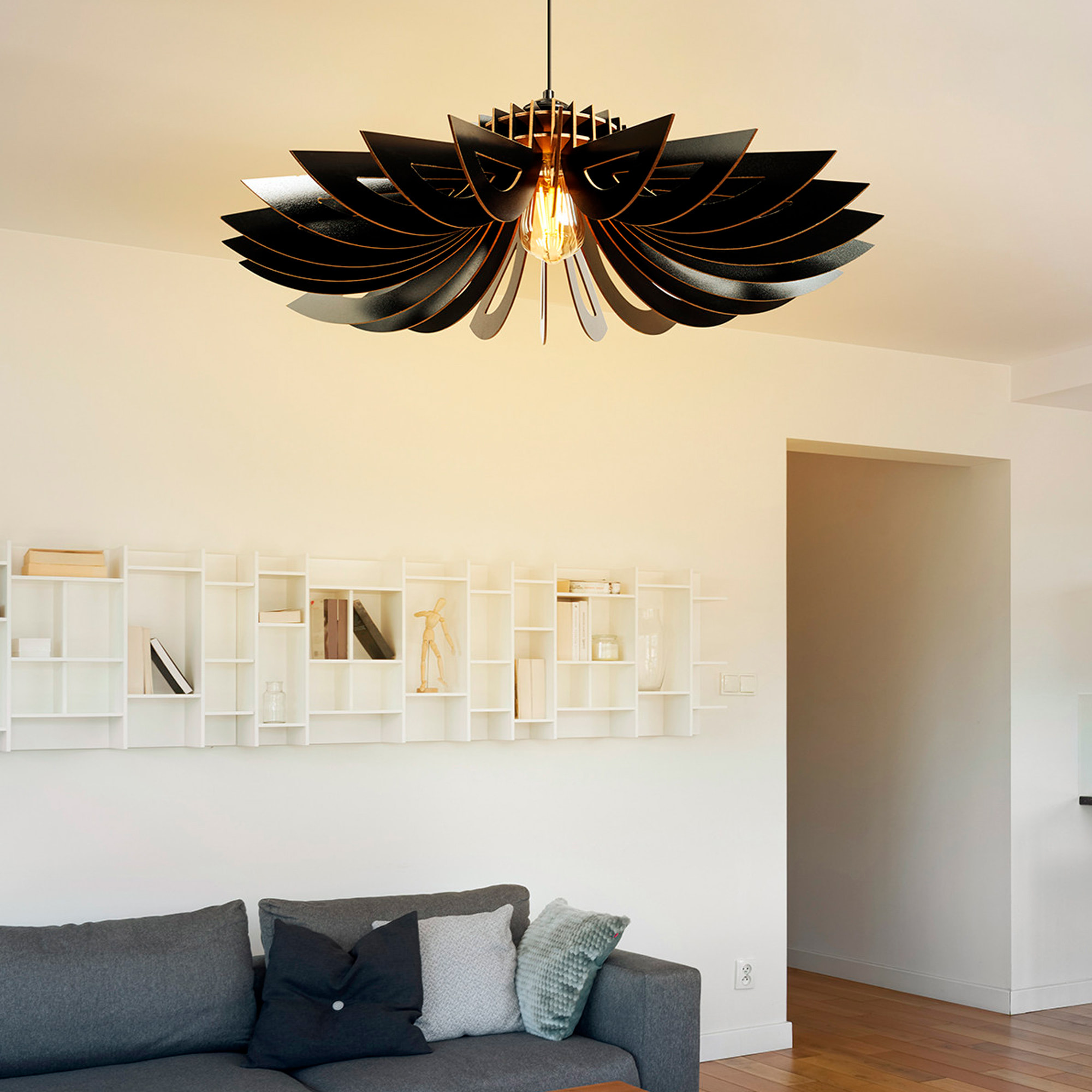 Juego de 2 lámparas de techo 45 cm. negro, tipo e 27 max 45 - 60 w