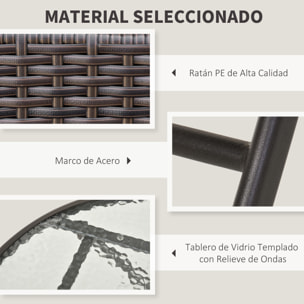 Conjunto de Mesa y 2 Sillas Muebles Ratán para Jardín Exterior Patio Terraza