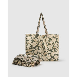 Pack bolso + toalla pareo charamo verde cacería