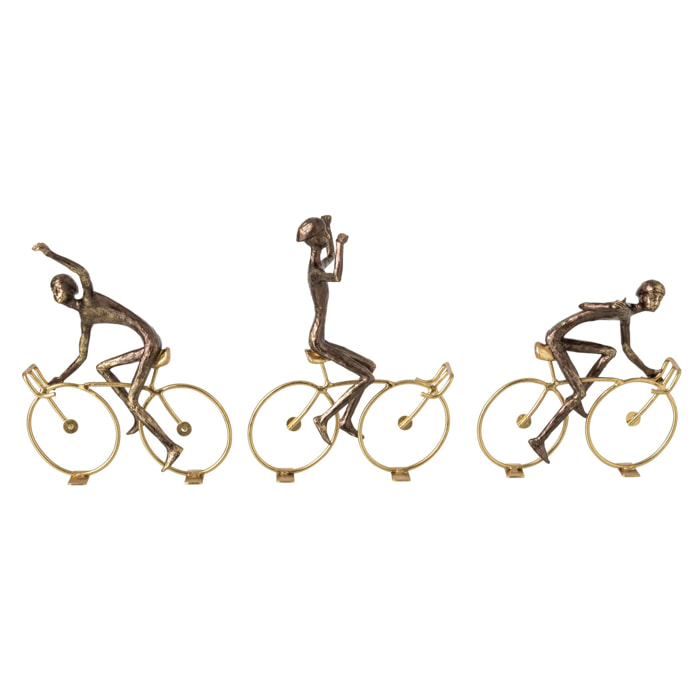 J-Line Cycliste - polyrésine - marron/doré - large - assortiment de 3