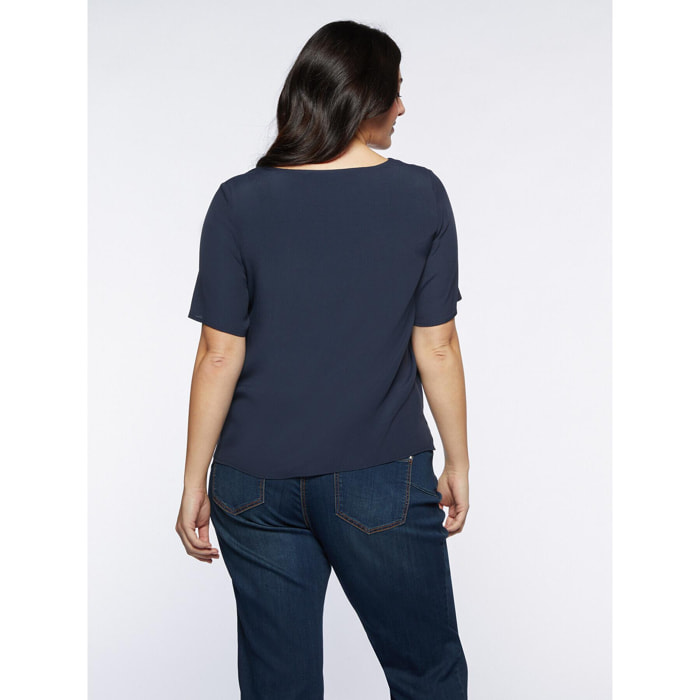 Fiorella Rubino - Blusa dritta in viscosa ECOVERO™ - Blu