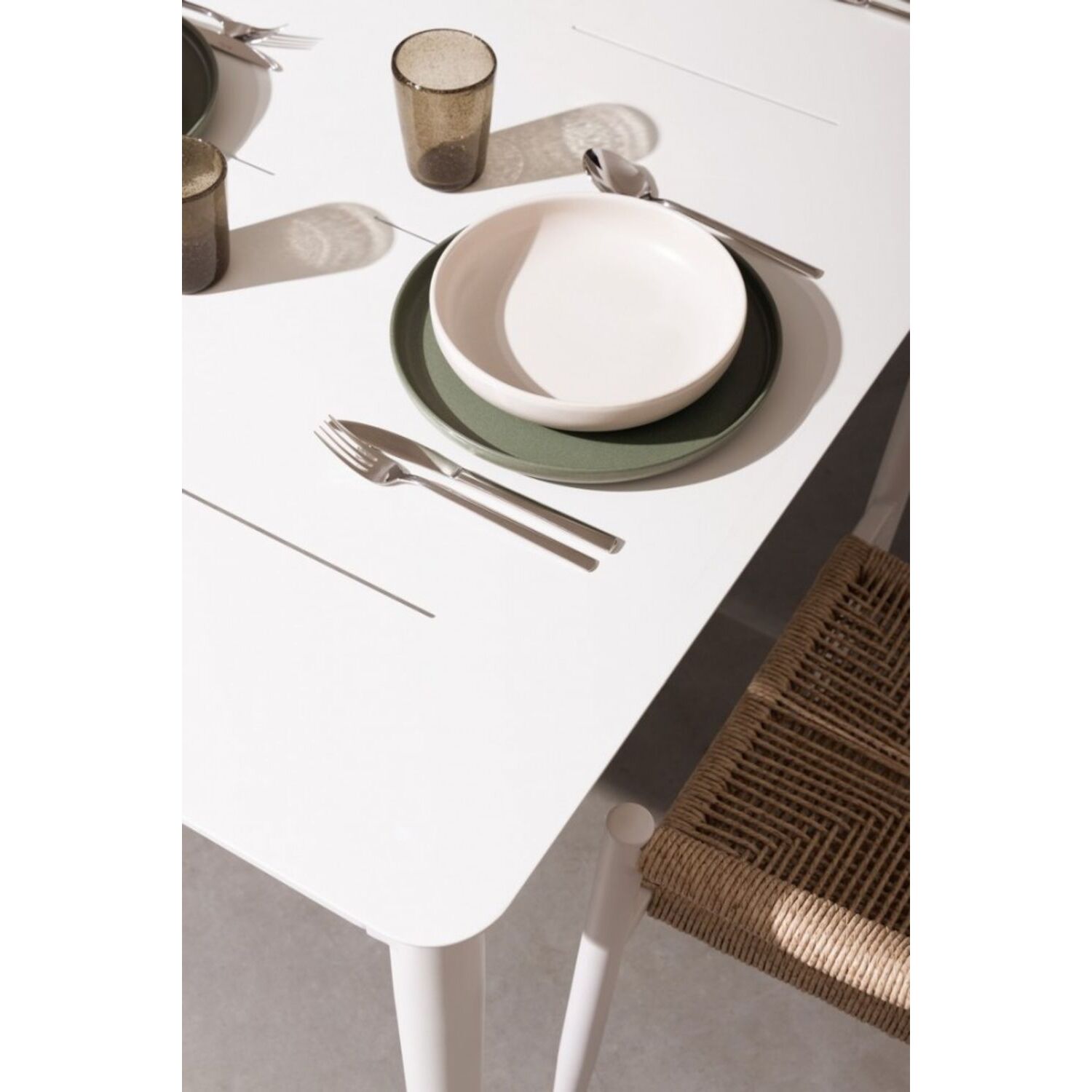 Tavolo fisso NEBULA in alluminio bianco 160x90 cm