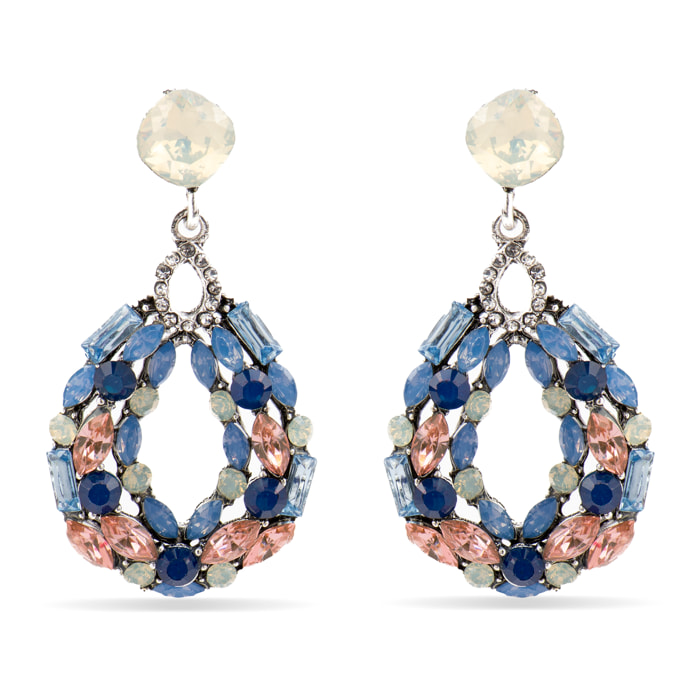 Pendientes con Cristal Multicolor acabado plata
