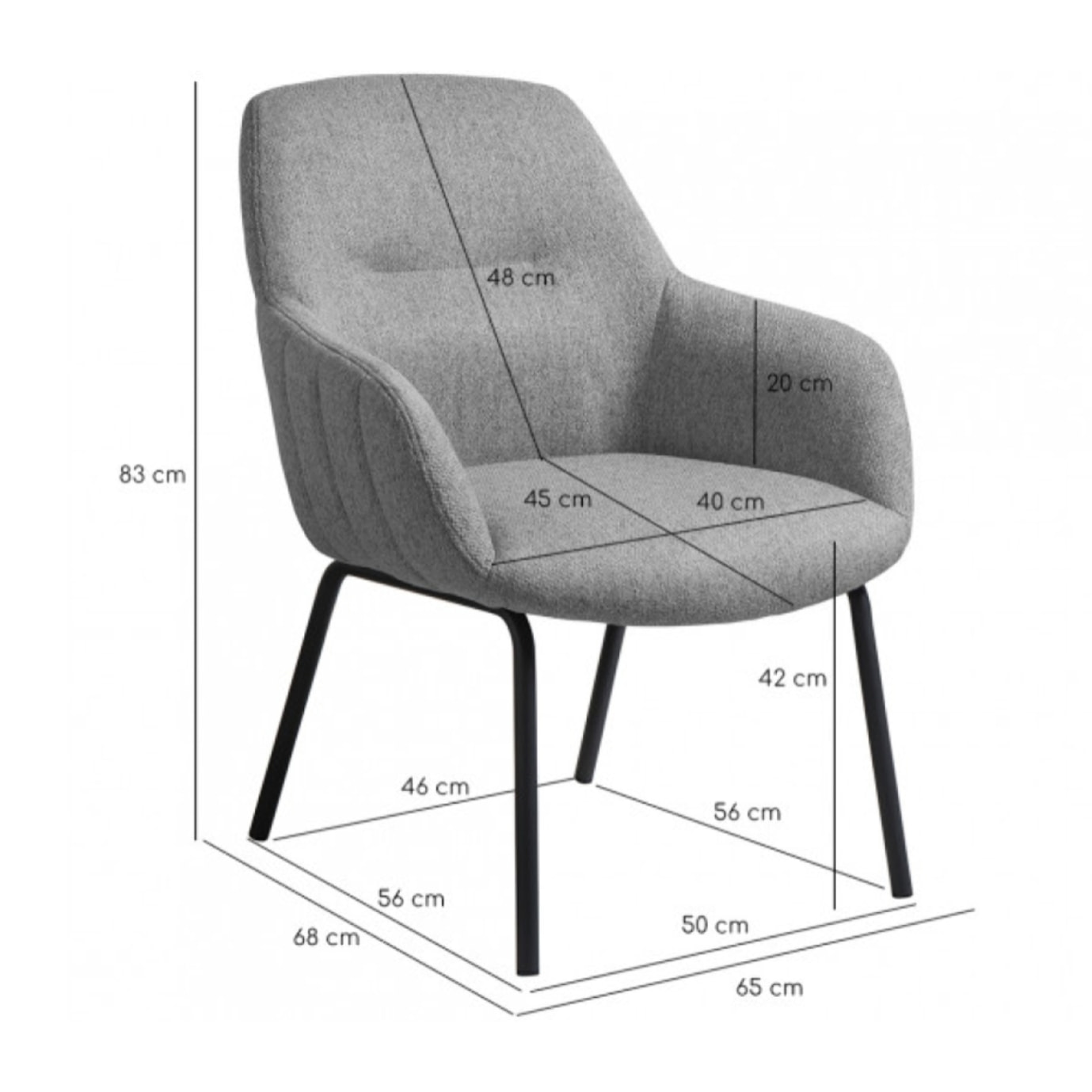 Fauteuil en tissu gris chiné avec accoudoirs - TRENDY