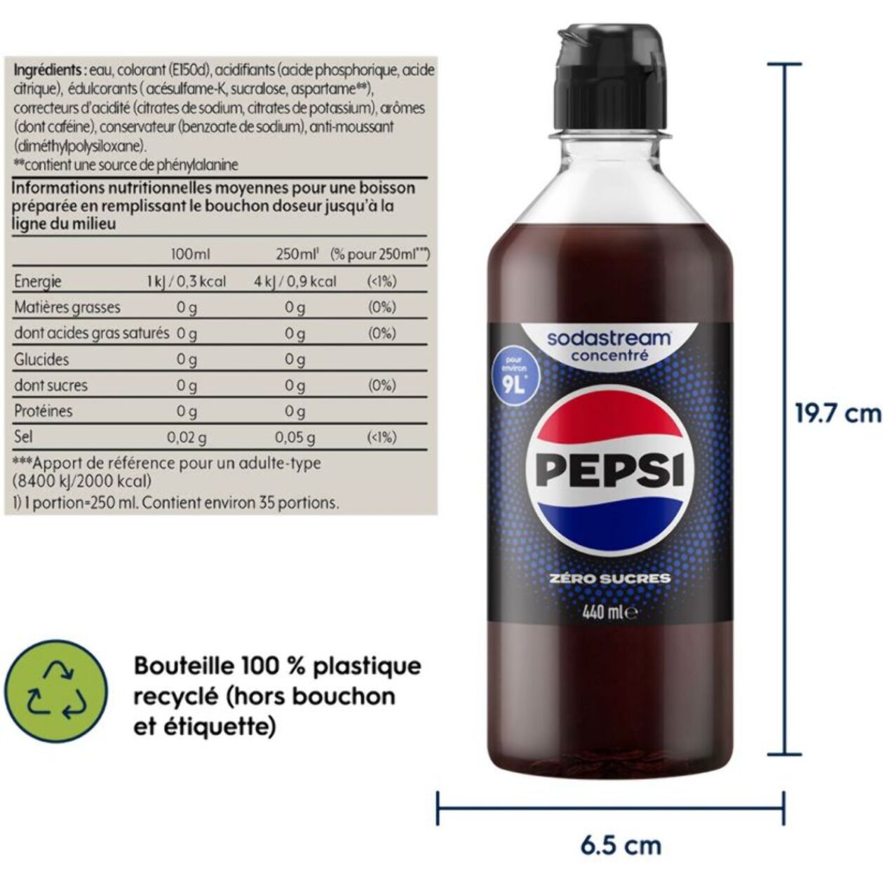 Concentré SODASTREAM PEPSI ZERO SUCRES 440ml