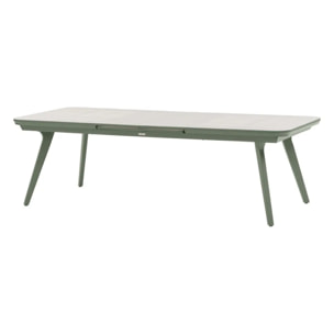 Table de jardin extensible "Pulpy" vert laurier & gris granite 12 places en aluminium verre et céramique