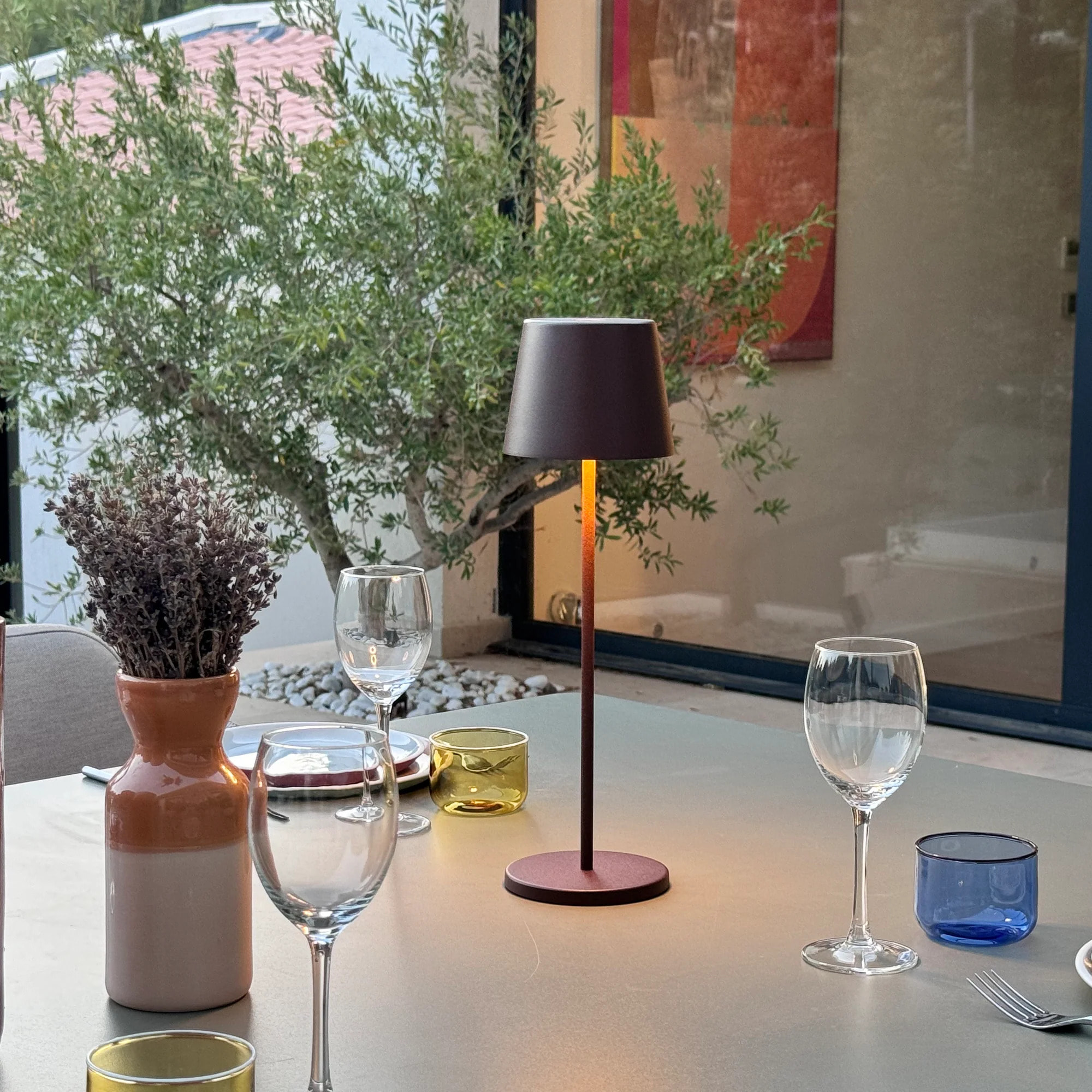 6 Lampes de table KELLY Rouille H38cm + base de chargement