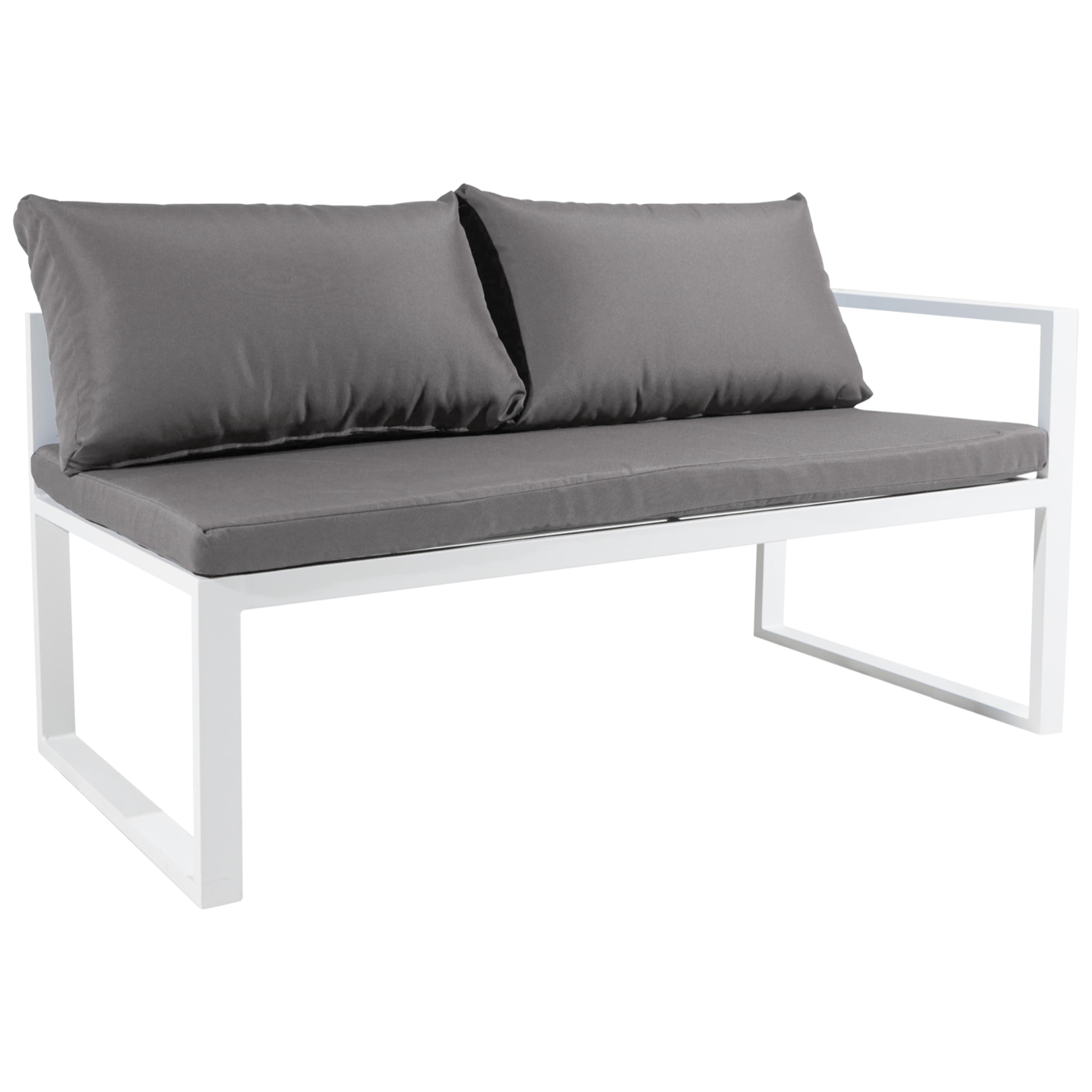 Salon de jardin modulable IBIZA en tissu gris 4 places - aluminium blanc