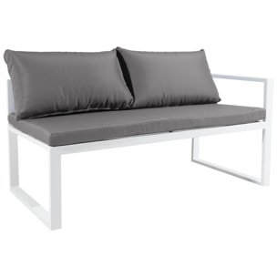 Salon de jardin modulable IBIZA en tissu gris 4 places - aluminium blanc