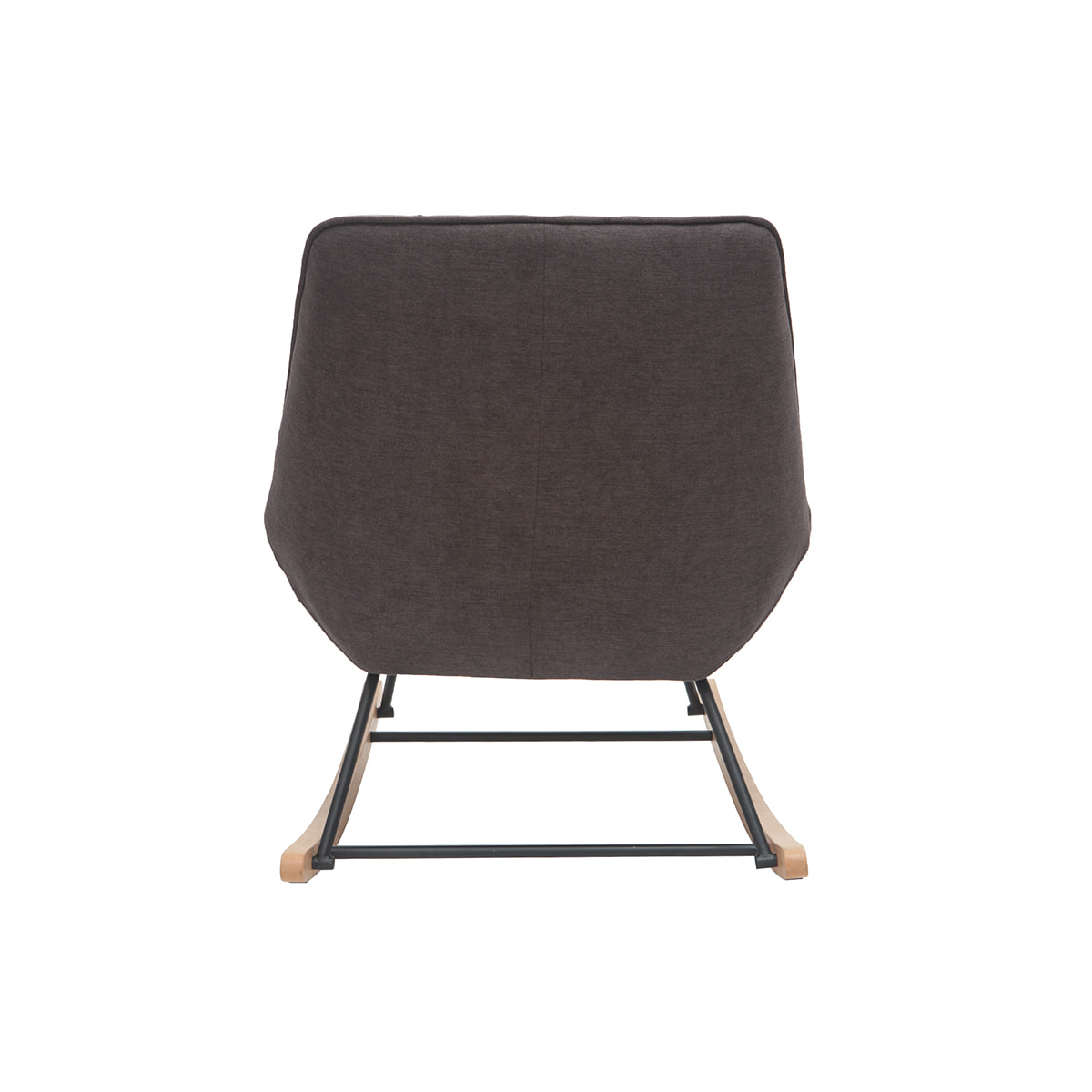 Rocking chair design en tissu effet velours gris foncé, métal noir et bois clair BILLIE