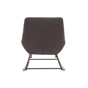 Rocking chair design en tissu effet velours gris foncé, métal noir et bois clair BILLIE