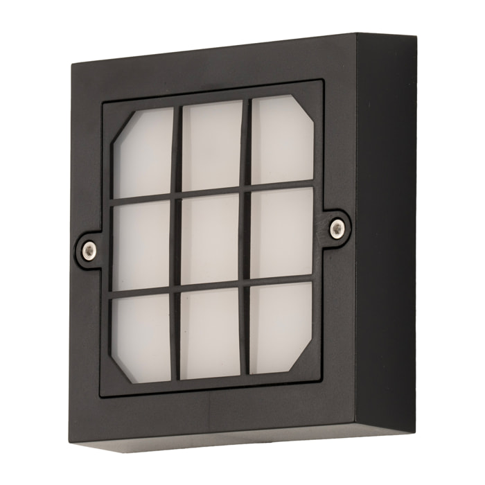 FORLIGHT Netz apliqiue exterior cuadrado en luz blanco cálido 3000K en color negro