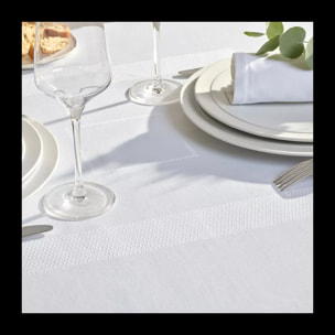 Serviette pur coton motif jacquard blanc Signature blanc