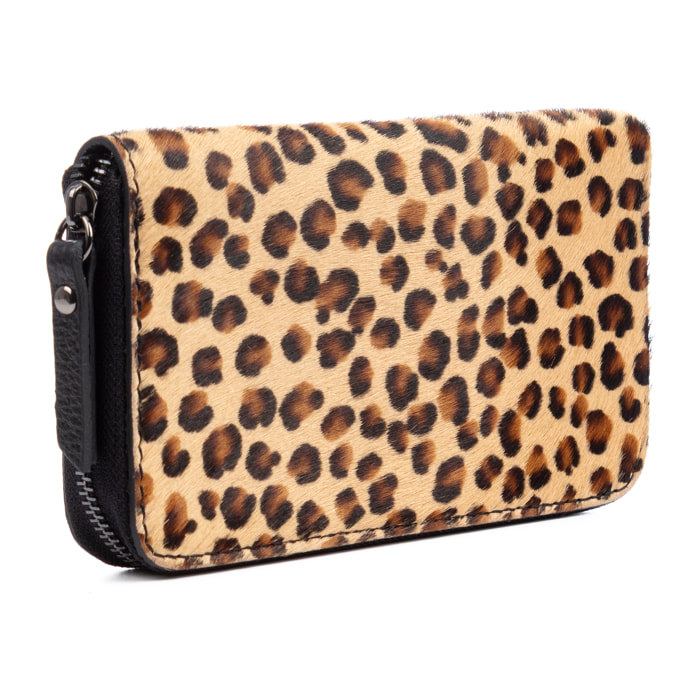 Stella portafoglio donna. Pelle autentica Cavallino Leopardo pq.