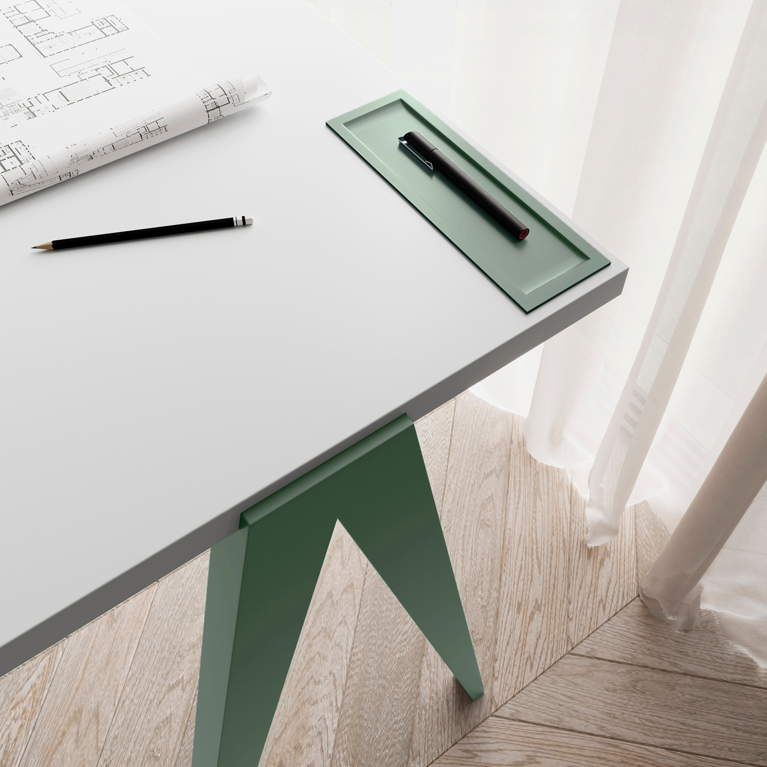 Escritorio Colmar blanco y verde 78x107x49 cm