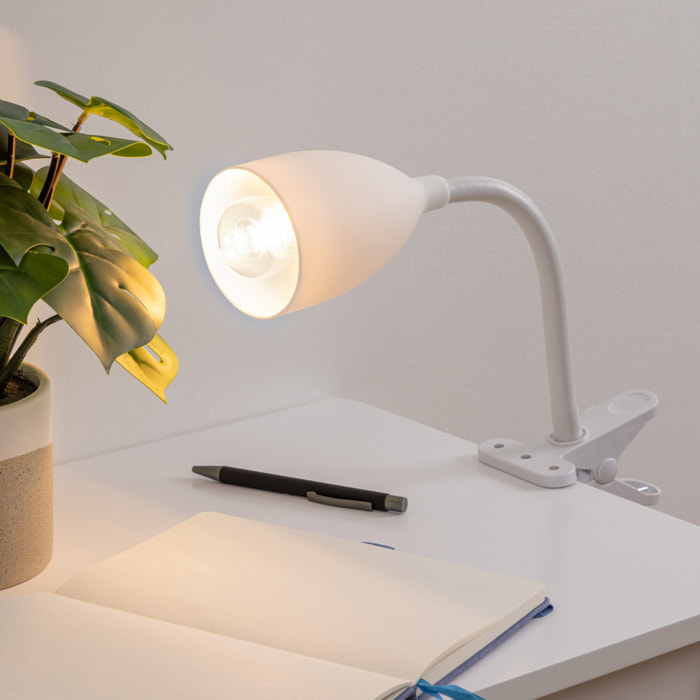 Lampe pince "Sily" blanc H43cm