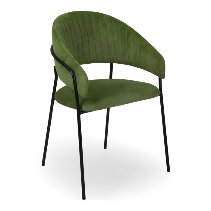 Poltrona Chloe Vacchetti in velluto verde con struttura nera cm59x51h83,5