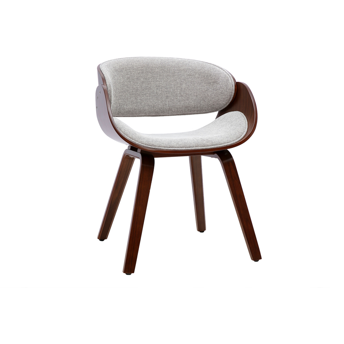 Chaise design en tissu effet velours texturé gris et bois foncé BENT