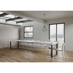 Mesa extensible 90x140/400 cm Tecno Fresno Blanco estructura Antracita