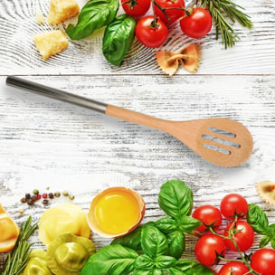 Set de 2 cuillères en bois cuisine avec manche en inox Fackelmann Boisselerie