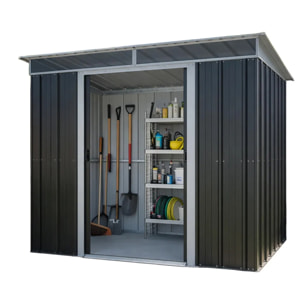 Abri de jardin métal gris Yardmaster 3,30 m² + kit d'ancrage