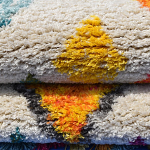 Tapis Pibo crème et multicolore motif traditionnel berbère