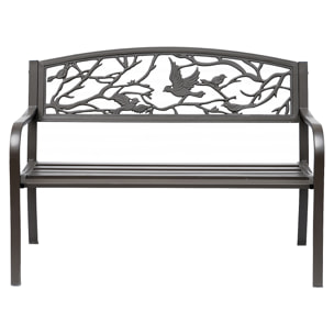 Banc 3 places de jardin terrasse style rural chic 127L x 60l x 85H cm métal époxy anticorrosion brun